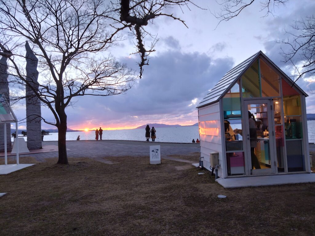 松江おしゃれカフェ　宍道湖　サンセットカフェ　sunset cafe 映える　夕日